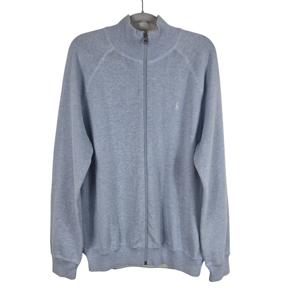 Polo Ralph Lauren Blue Lable Light Blue Full Zip Men's Tight Knit Jacket M